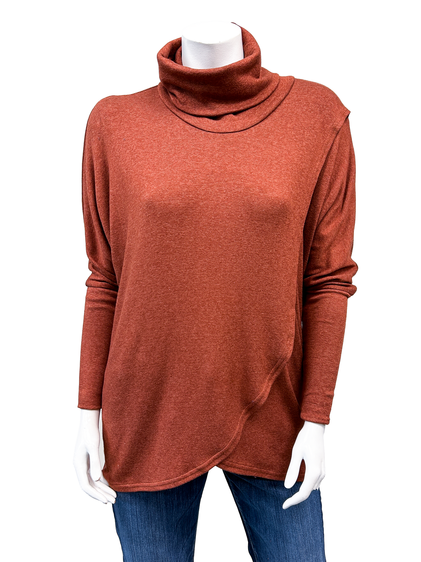 Modal Sweater knit Cross Over Turtleneck