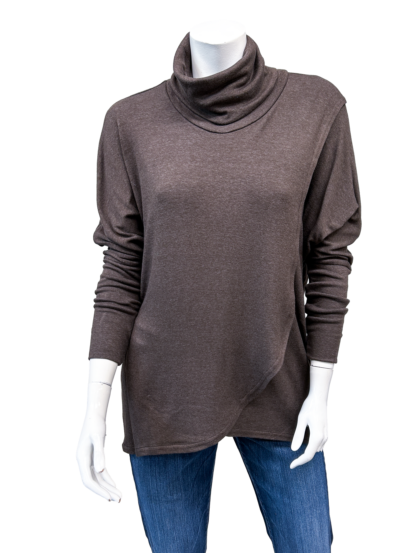 Modal Sweater knit Cross Over Turtleneck