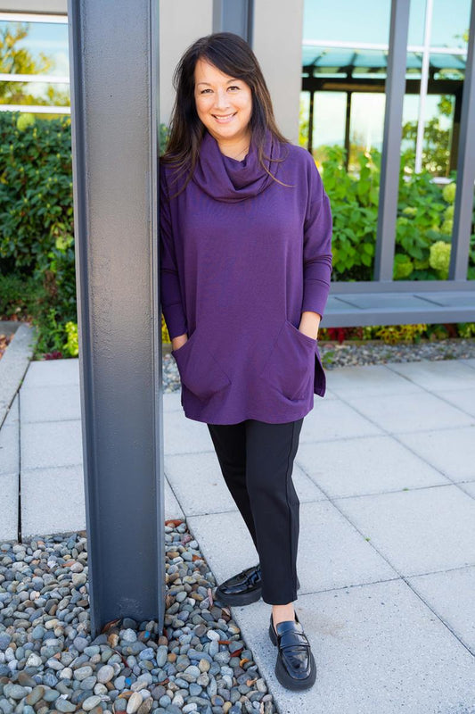 Bamboo French Terry Boxy Cowl 2 Pocket Tunic